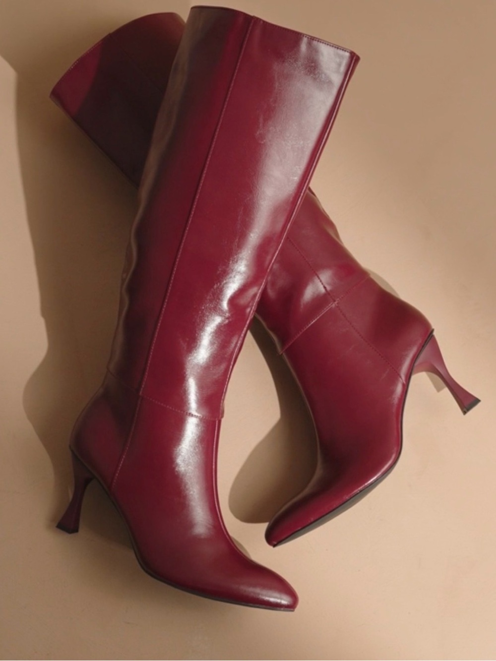 Oasis Society Burgundy Knee-High Leather Boots